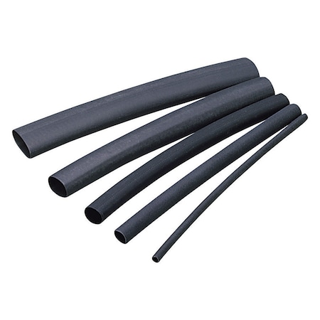 Gb Heat Shrink Tube, Thin Wall, 2:1 I.D. Shrink Ratio, Black, 4 in HST-093
